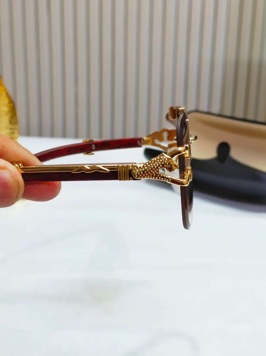 Brown Famous Big Glass Rimless Shades